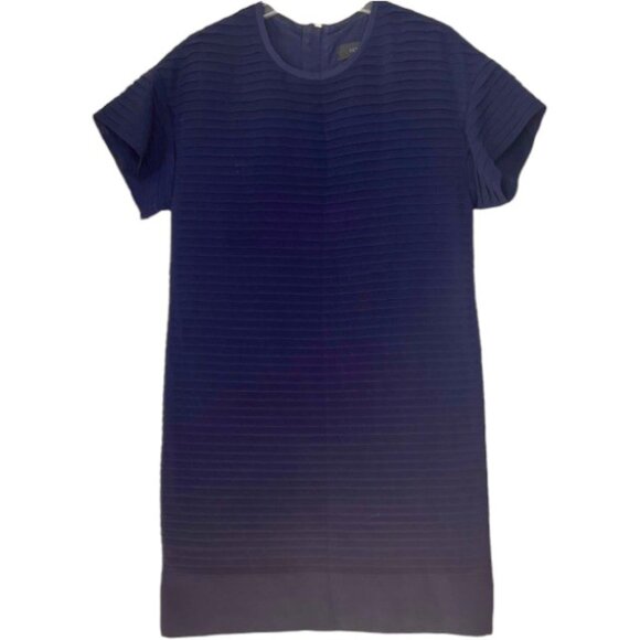 J. Crew Tier-Pleated Chiffon Short Sleeved Shift Dress B9434 - Navy - 2 - Picture 2 of 12